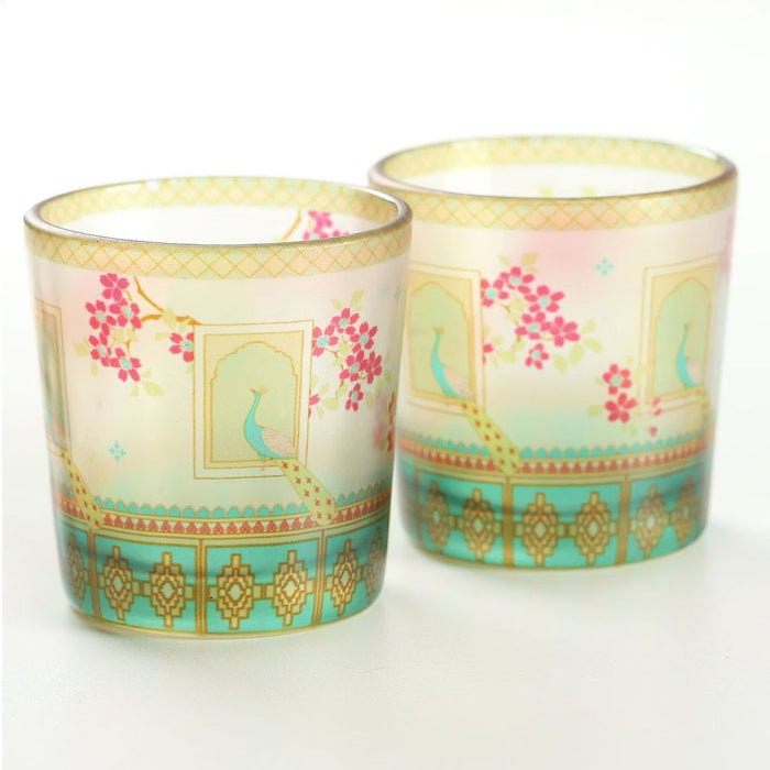 India Circus Tropical Island Living Glass Tea Light Holder Set of 2