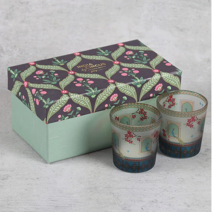 India Circus Tropical Island Living Glass Tea Light Holder Set of 2