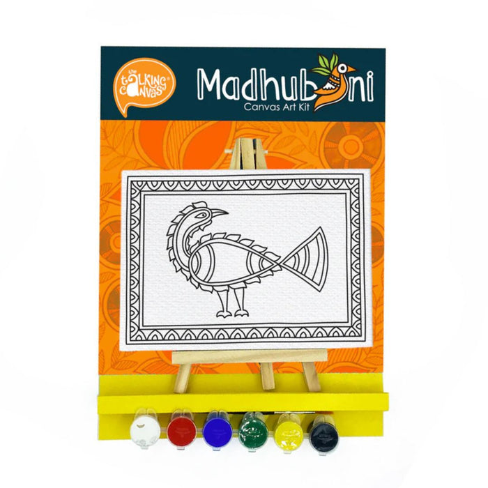 The Talking Canvas Madhubani Canvas Painting Kit for Kids – Peacock Theme