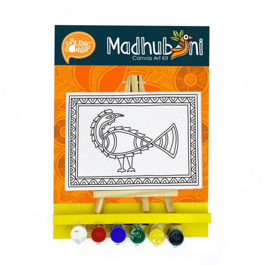 The Talking Canvas Madhubani Canvas Painting Kit for Kids – Peacock Theme