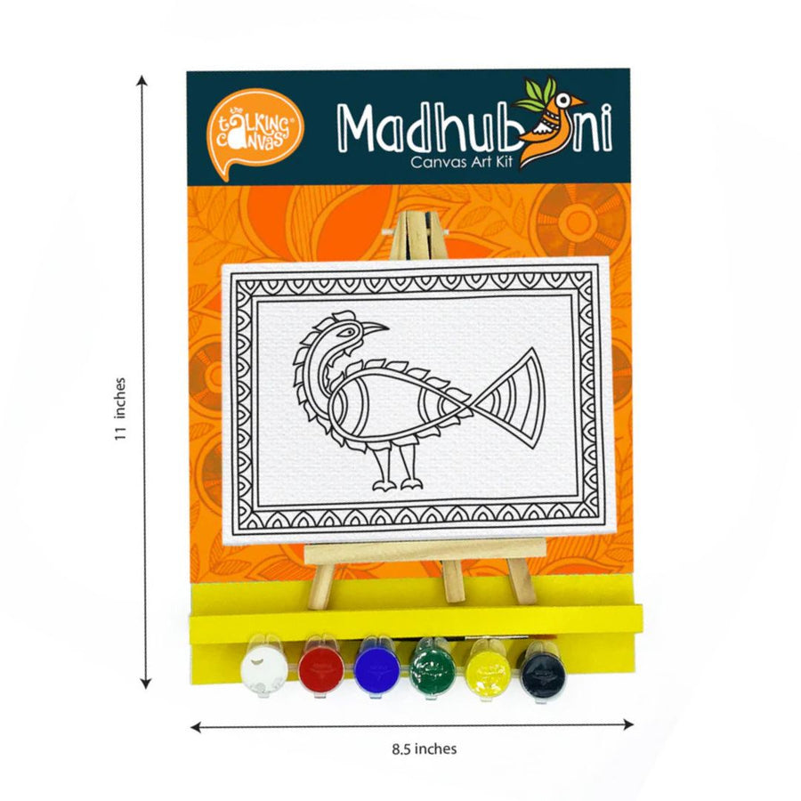 The Talking Canvas Madhubani Canvas Painting Kit for Kids – Peacock Theme