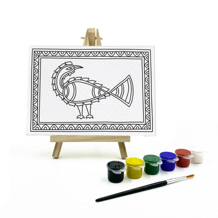 The Talking Canvas Madhubani Canvas Painting Kit for Kids – Peacock Theme