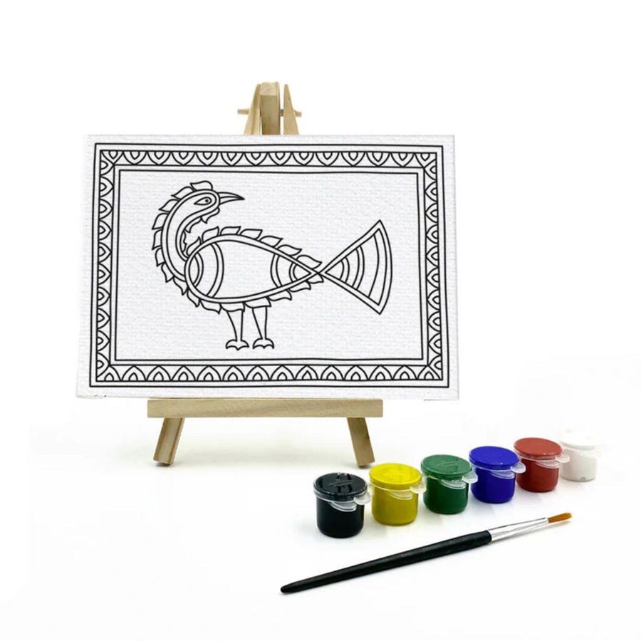 The Talking Canvas Madhubani Canvas Painting Kit for Kids – Peacock Theme