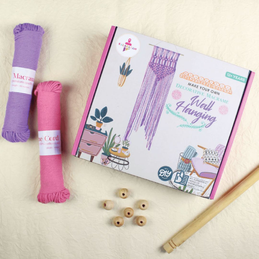 Kalakaram Pink & Purple Macrame Wall Hanging Activity Kit