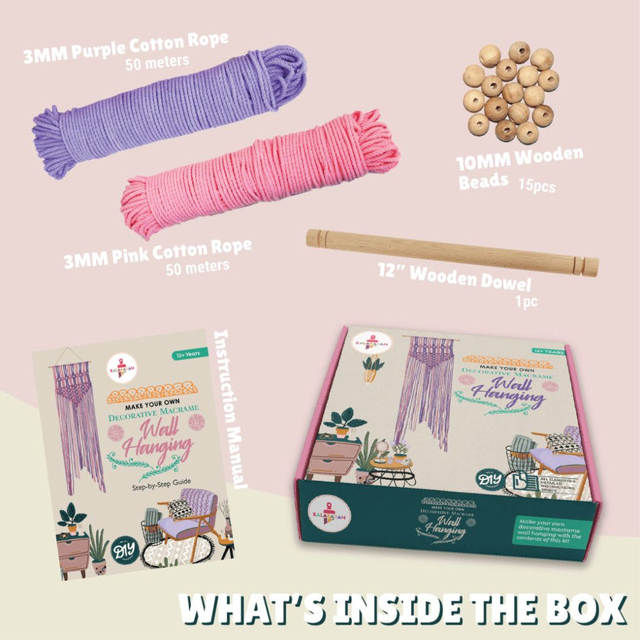Kalakaram Pink & Purple Macrame Wall Hanging Activity Kit