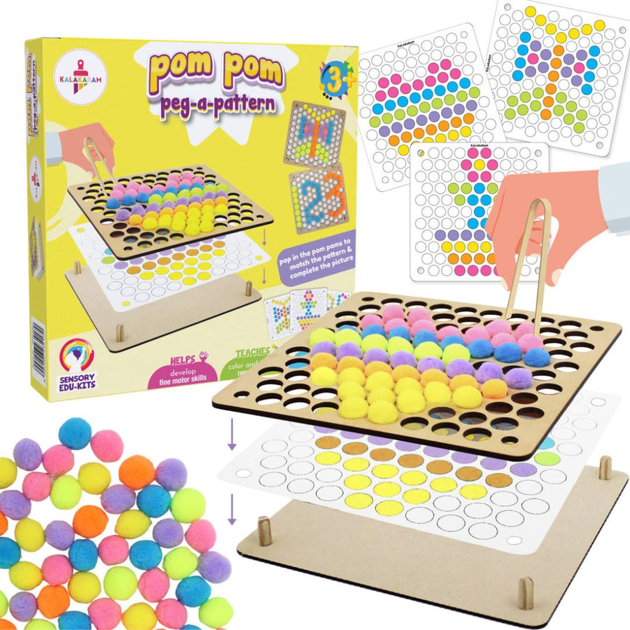 Kalakaram Pom Pom Peg-A-Pattern DIY Activity Kit