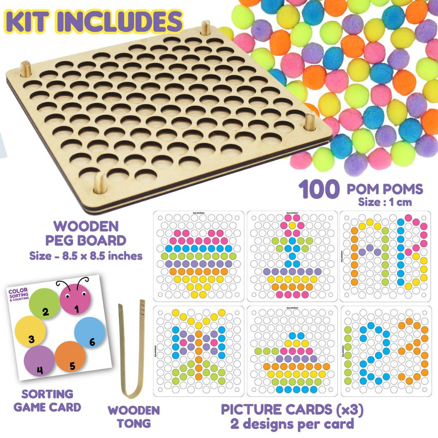 Kalakaram Pom Pom Peg-A-Pattern DIY Activity Kit