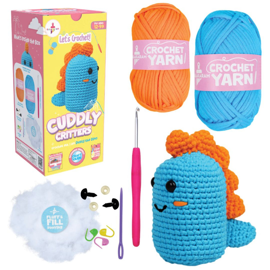 Kalakaram Crochet Cuddly Critters Amigurumi Kit - Dino