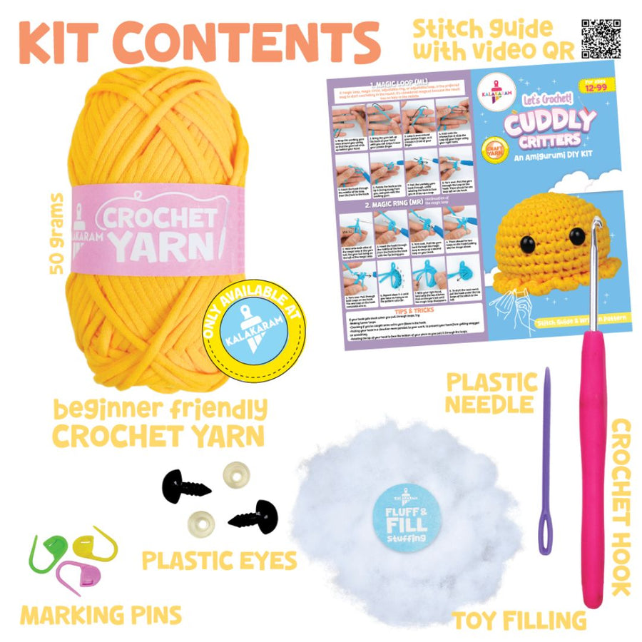 Kalakaram Crochet Cuddly Critters Amigurumi Kit - Octopus