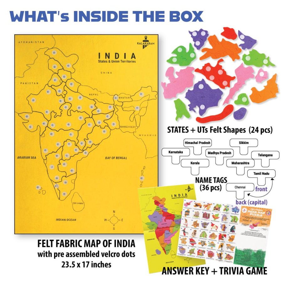 Kalakaram Felt Fabric India Map Puzzle STEM Kit