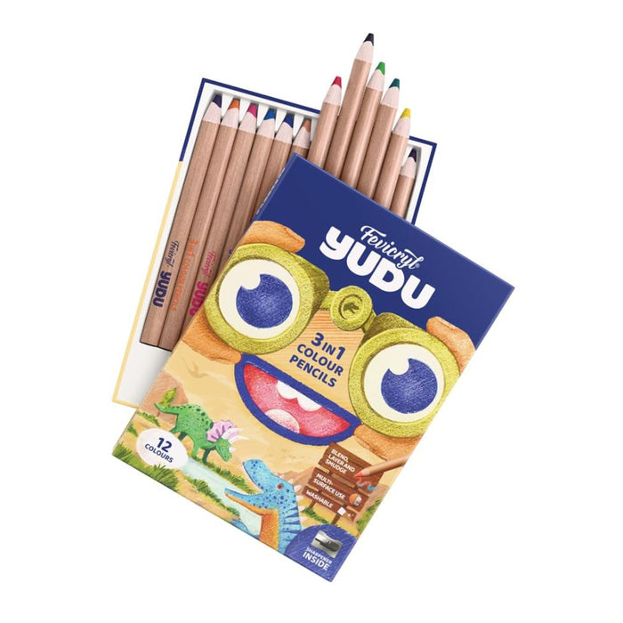 Fevicryl YUDU 3-in-1 Colour Pencils – 12 Shades