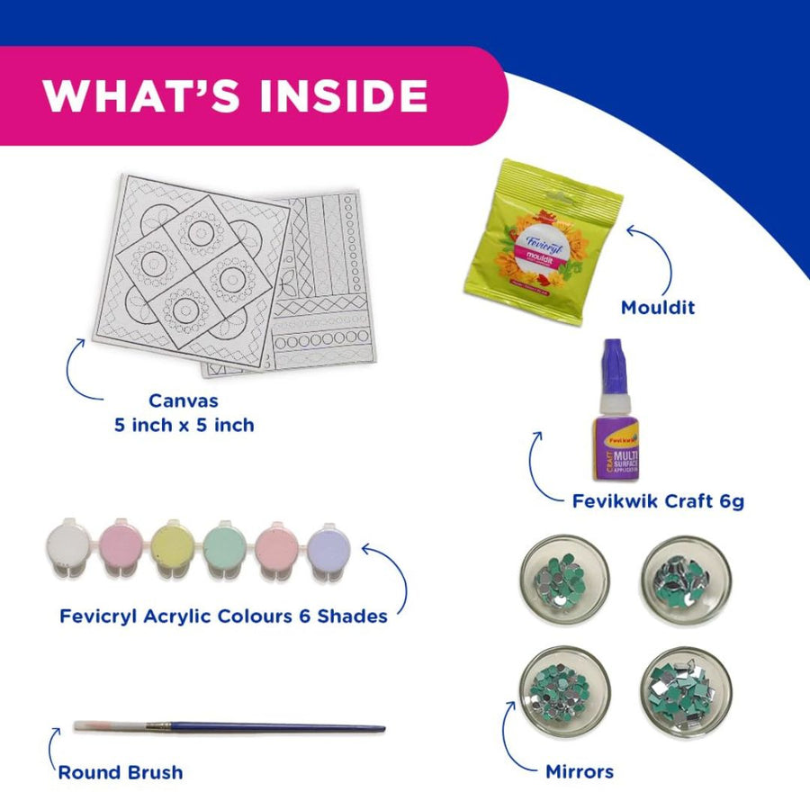 Fevicryl Lippan Mini Art Kit – DIY Mirror Work Wall Art