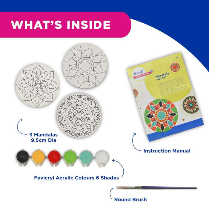 Fevicryl Mandala Mini Art Kit – DIY Hand-Painted Mandala Coaster Kit