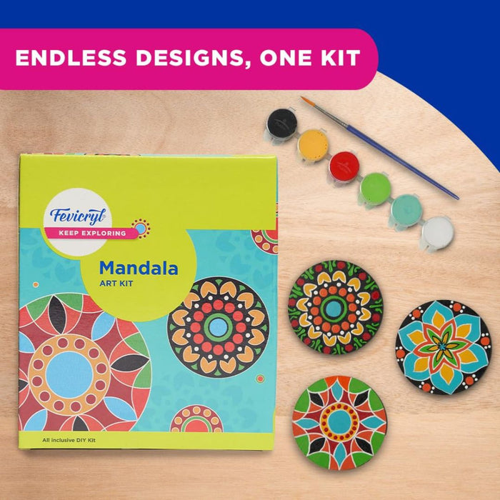 Fevicryl Mandala Mini Art Kit – DIY Hand-Painted Mandala Coaster Kit