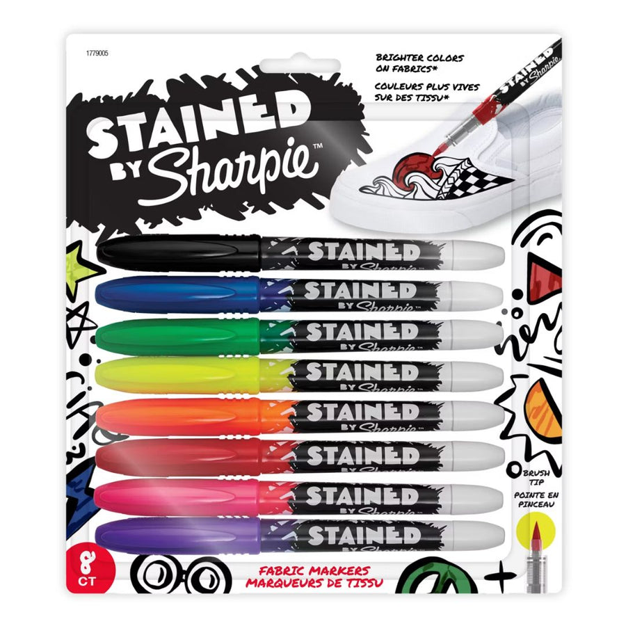 Sharpie Stained Fabric Markers Brush Tip – Set of 8