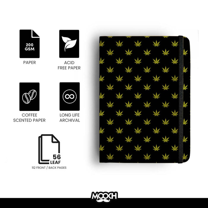 MOOCH – Weed Pattern A5 Plain Diary | Indian Khaki | 120 GSM