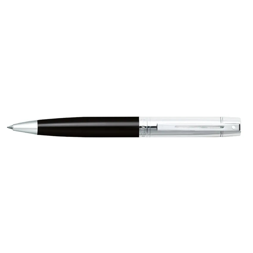 sheaffer-300-9314-glossy-black-ballpoint-pen-with-chrome-cap-and-chrome-trim-side-view
