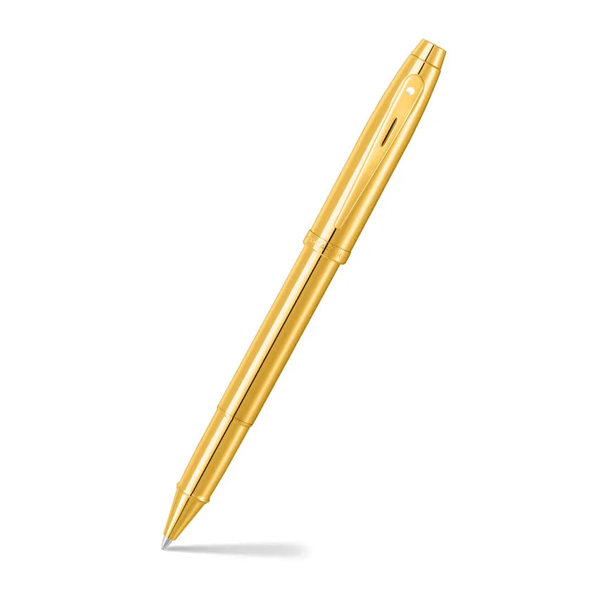 sheaffer-100-9372-glossy-pvd-gold-rollerball-pen-with-pvd-gold -trim-open-view
