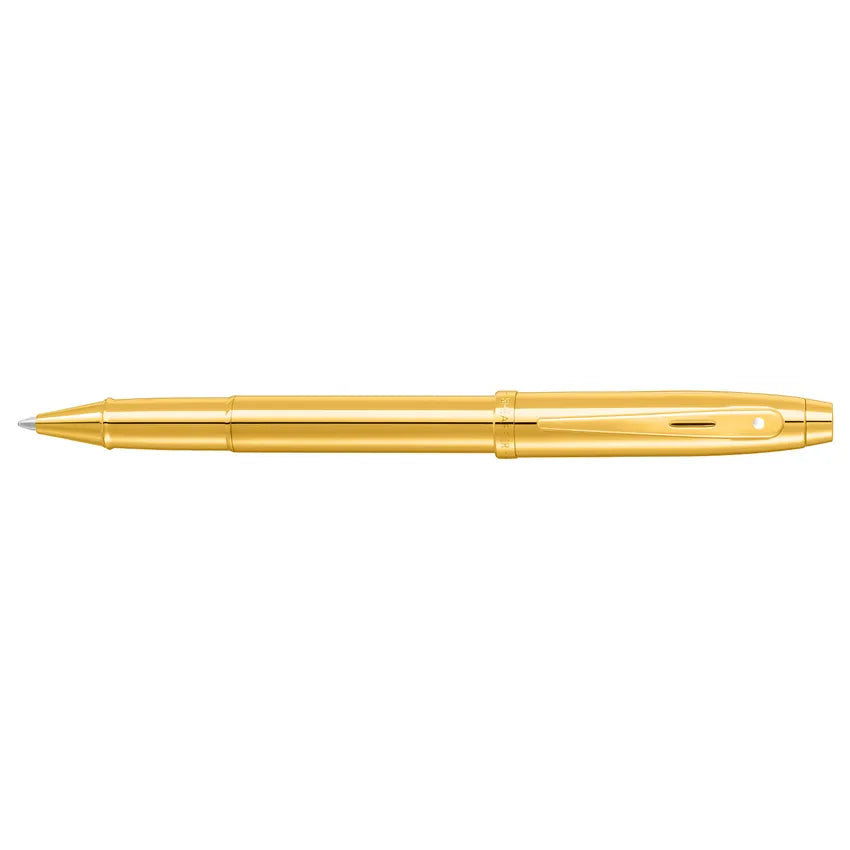 sheaffer-100-9372-glossy-pvd-gold-rollerball-pen-with-pvd-gold -trim-open-view