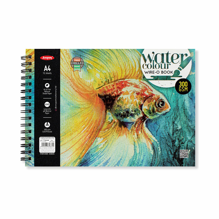 Anupam - Water Colour Wire-O Drawing Book A4/300GSM Cold Pressed