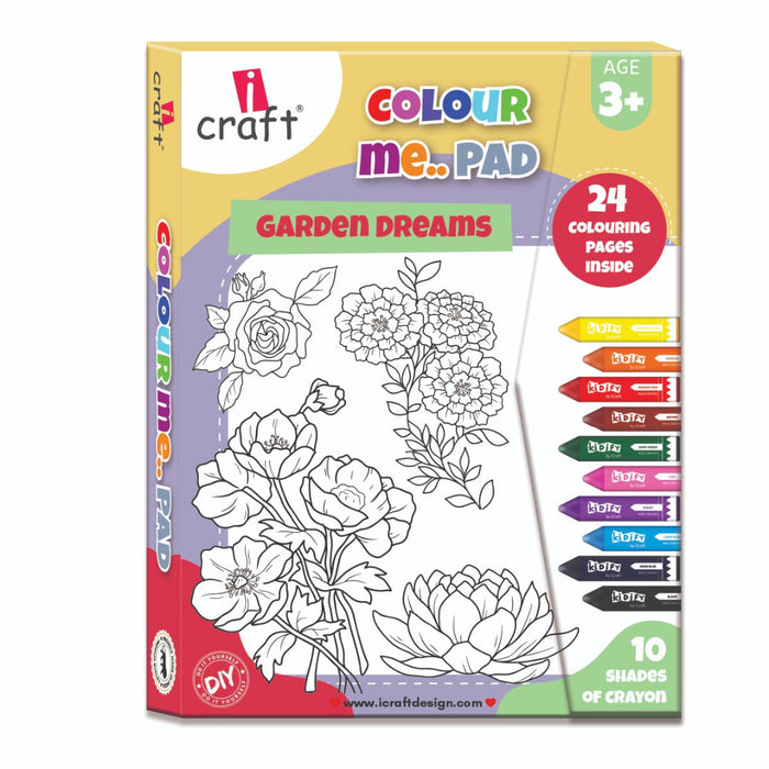 iCraft Garden Dreams Colouring Pad with Crayons