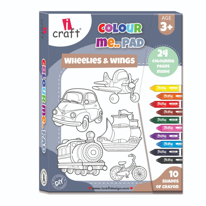 iCraft - Vehicle Coloring Pad with Crayons