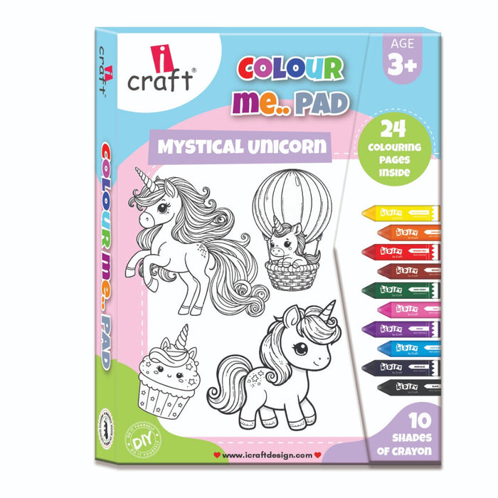 iCraft Mystical Unicorn Coloring Book with Crayons