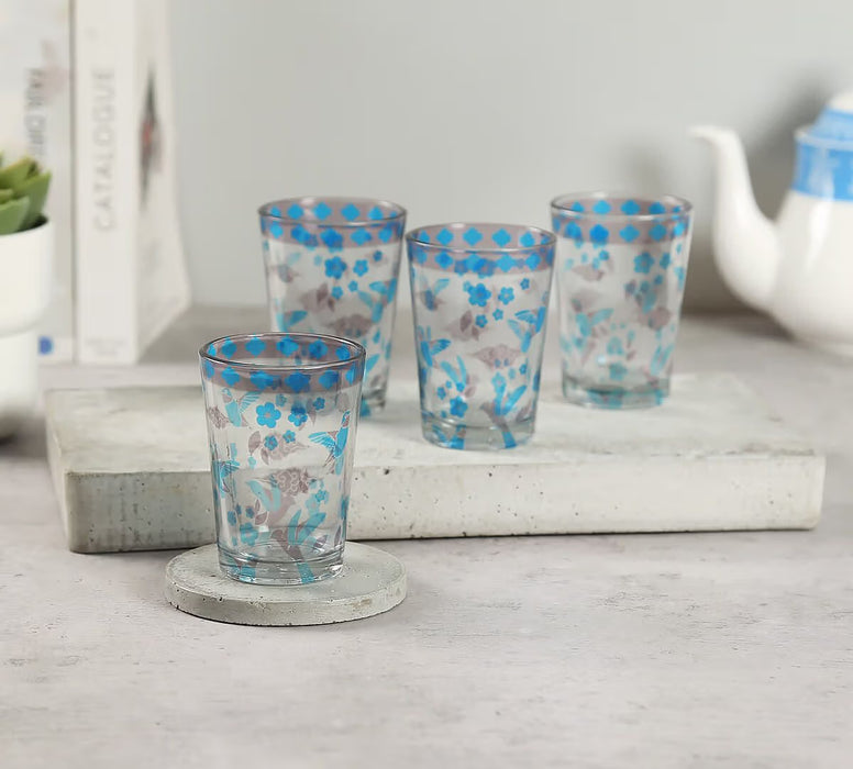 India Circus – Grey Flock of Birds Chai Glass Set of 4