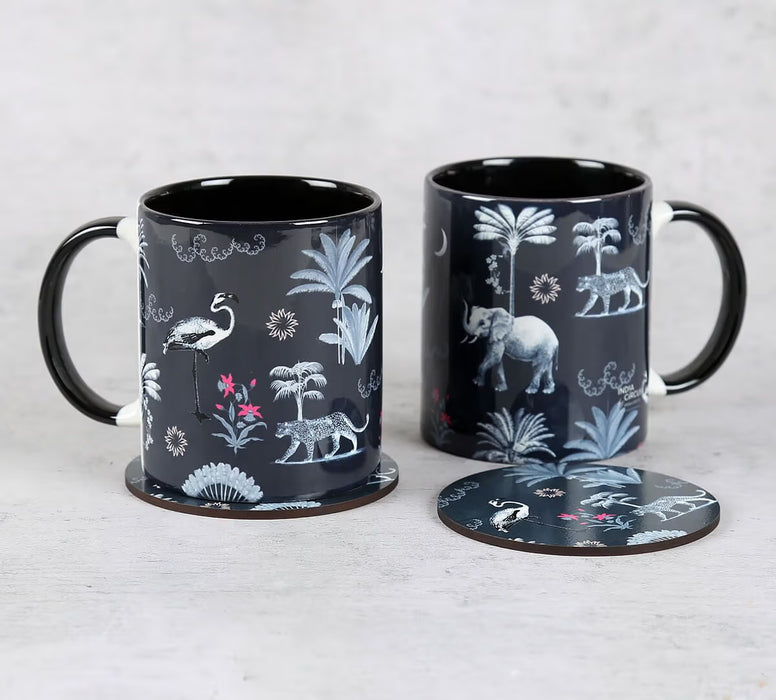 India Circus – Animalia Creations Ceramic Mugs & Coasters Combo Set of 2
