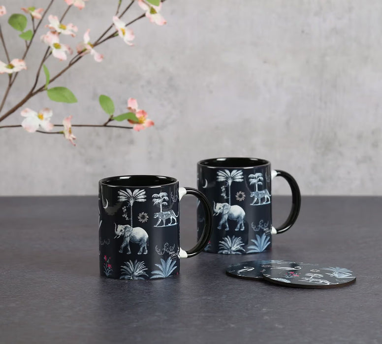 India Circus – Animalia Creations Ceramic Mugs & Coasters Combo Set of 2