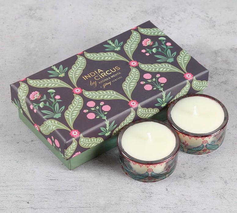 India Circus – Blooming Dahlia T Lite Candle Votive Set of 2