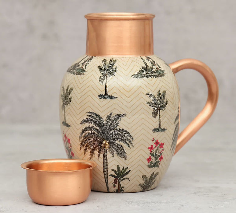 India Circus – Chevron Palms Copper Jug Set (Jug + Tumbler)
