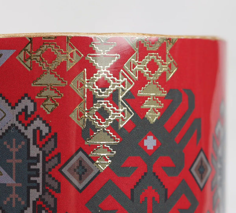 India Circus – Heritage Haven Round Pen Holder | Enamel Finish with Gold Foil | MDF