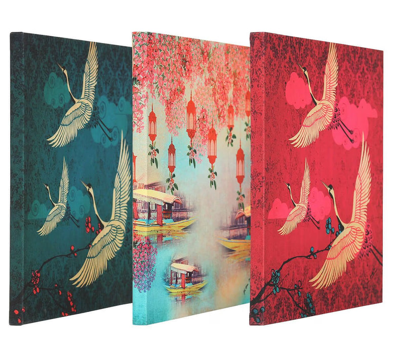 India Circus - Lakeside Crane Flight Canvas Wall Art Set of 3