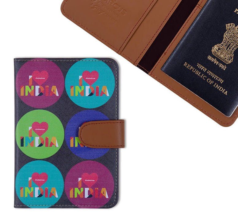 India Circus Love IC Passport Cover – Stylish & Durable Faux Leather Holder