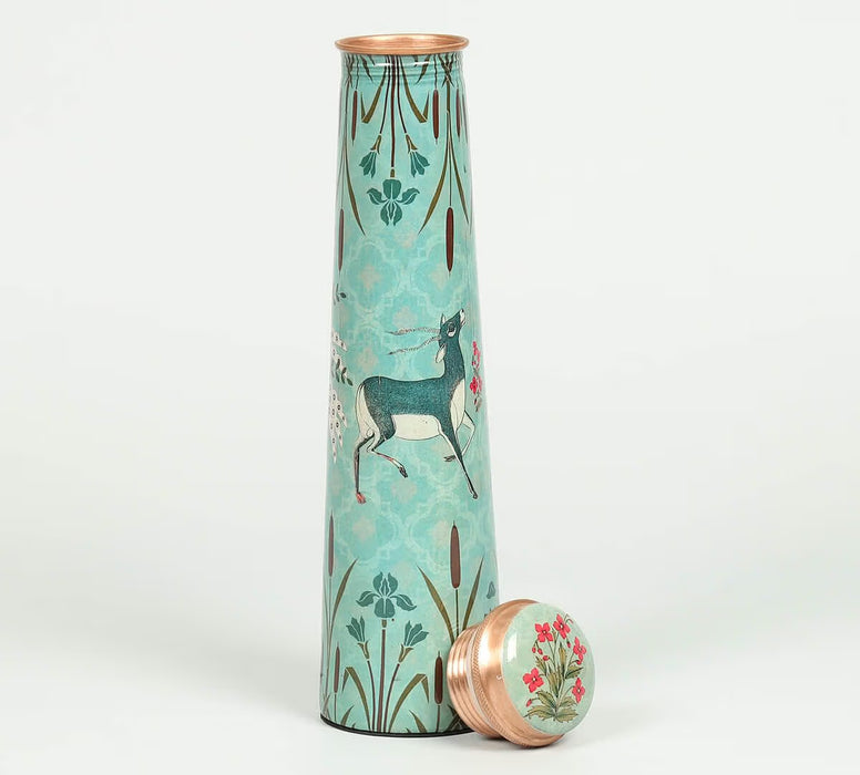 India Circus – Mirroring Deer Garden Tapered Copper Bottle