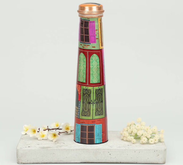 India Circus – Mughal Doors Reiteration Tapered Copper Bottle – 800 mL