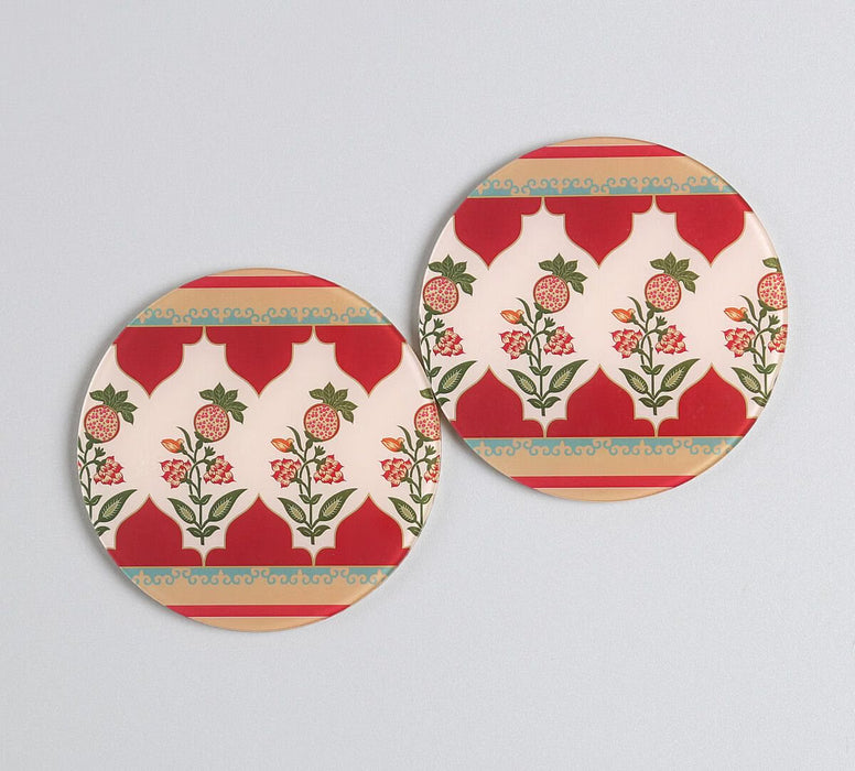 India Circus Pome Poetry Glass Mugs & Coasters Combo – Set of 2