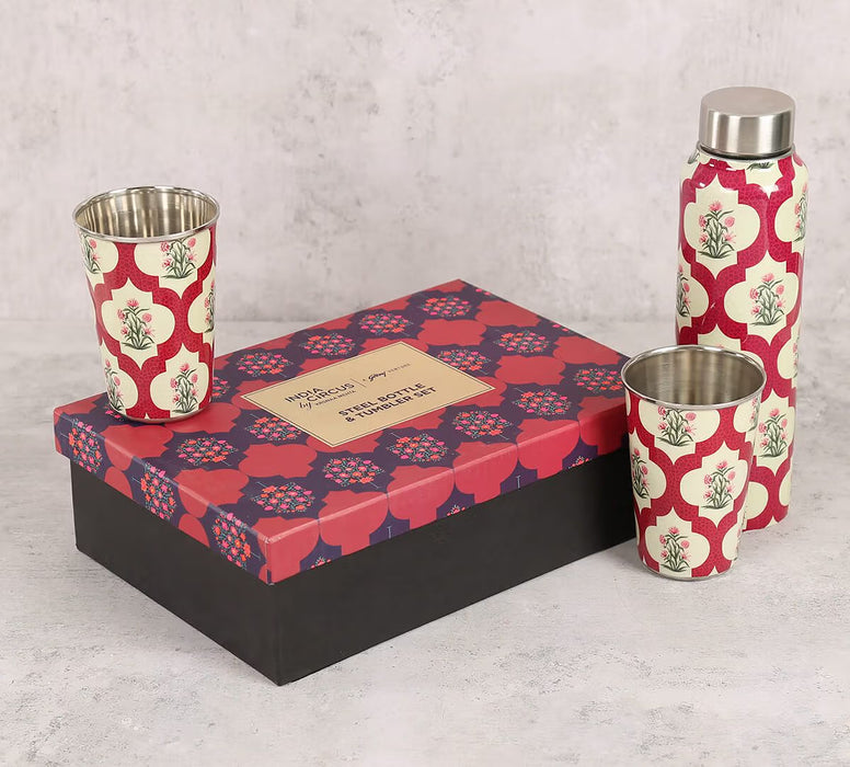 India Circus – Poppy Flower Scarlet Bottle and Tumbler Set