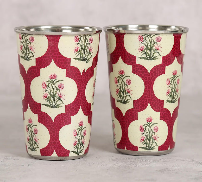 India Circus – Poppy Flower Scarlet Bottle and Tumbler Set