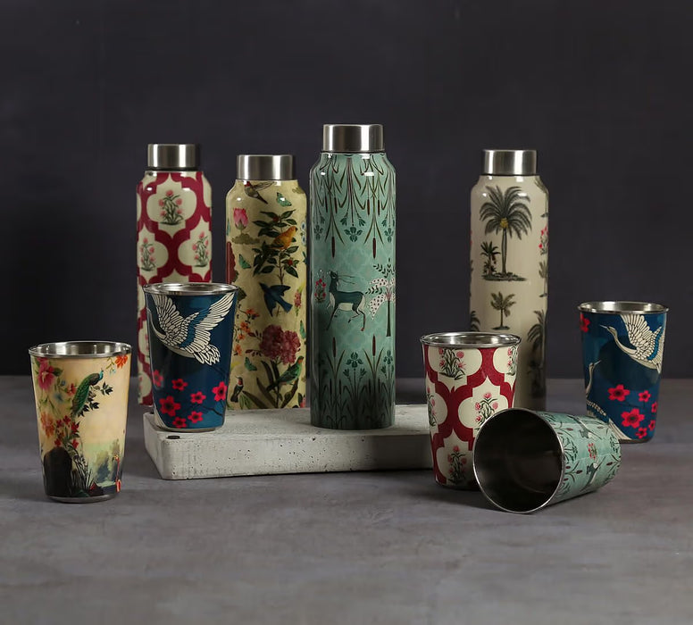 India Circus – Poppy Flower Scarlet Bottle and Tumbler Set