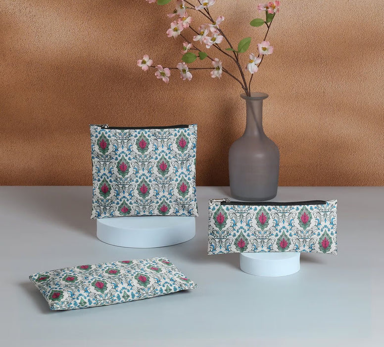 India Circus – Rosebuds of Damask Utility Pouch Set of 3