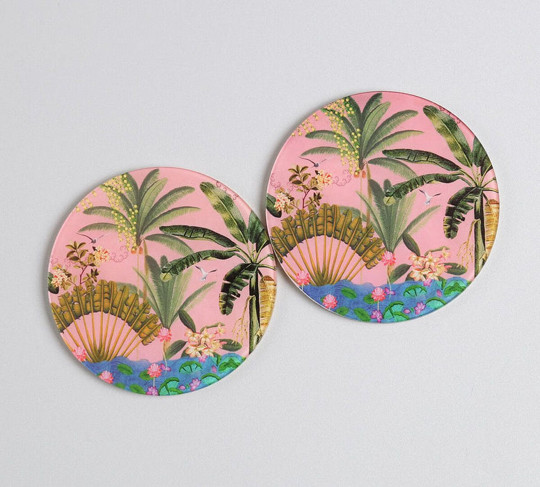India Circus Tropical Daze Glass Mugs & Coasters Combo – Set of 2