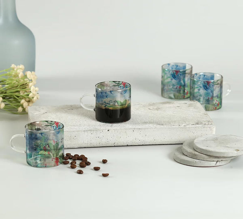 India Circus – Tropical View Glass Espresso Mug Set of 4