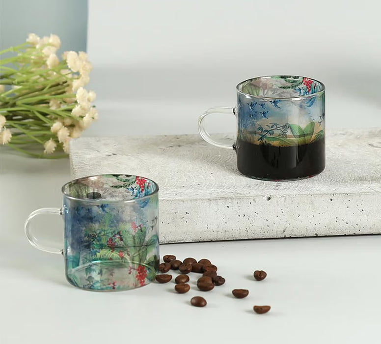 India Circus – Tropical View Glass Espresso Mug Set of 4