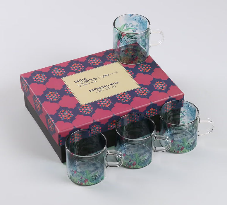 India Circus – Tropical View Glass Espresso Mug Set of 4