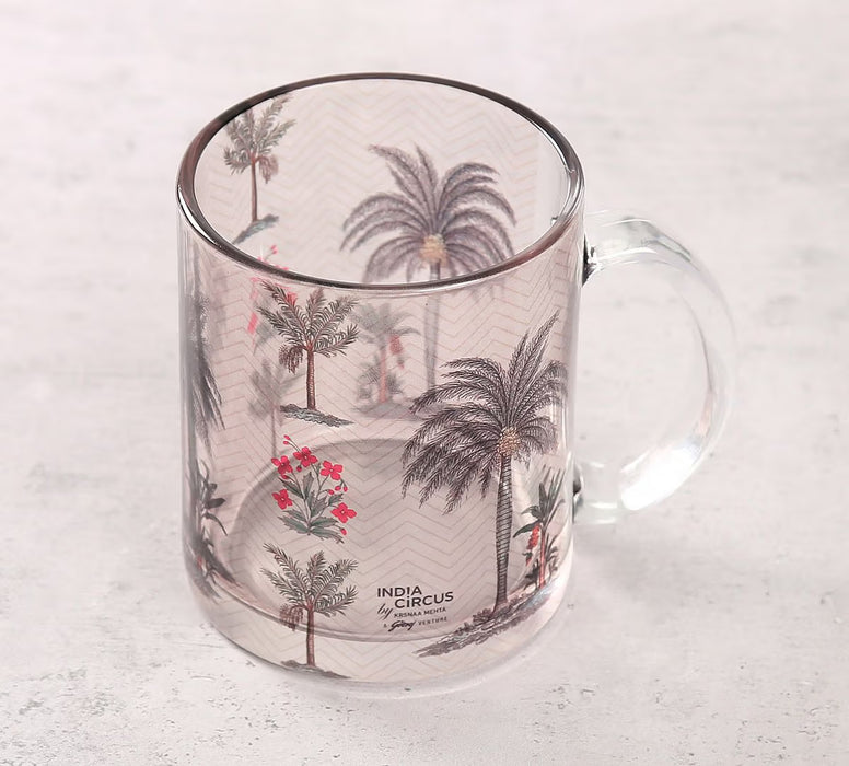 India Circus – Chevron Palms Glass Mug | Tropical Botanical Print