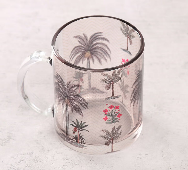 India Circus – Chevron Palms Glass Mug | Tropical Botanical Print