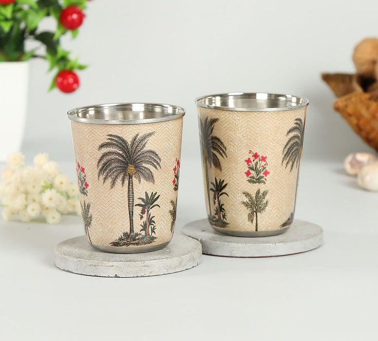 India Circus – Chevron Palms Small Steel Tumbler Set of 2