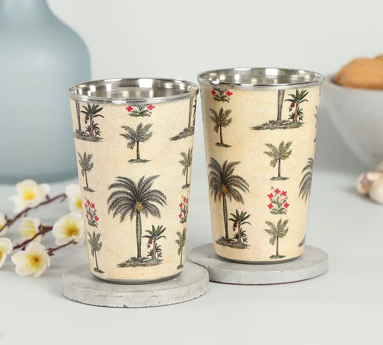 India Circus – Chevron Palms Steel Tumbler (Set of 2)